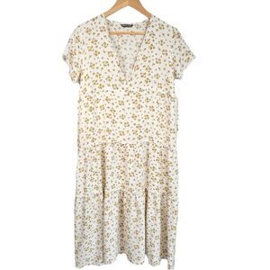 SHEIN Floral Cinch Waist Tiered Short Sleeve V-Neck Maxi Dress. Large. 8. 10.